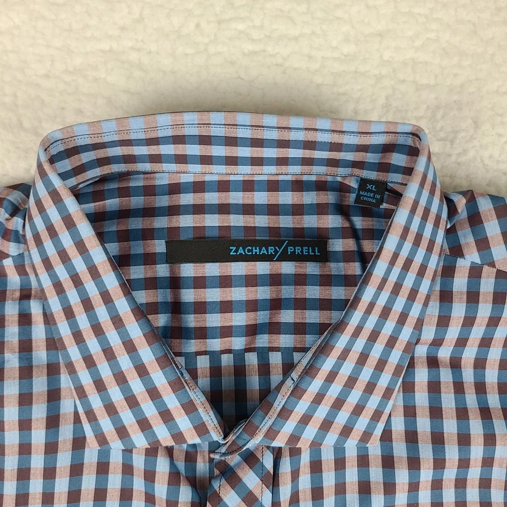Zachary Prell Shirt Mens XL Multi Color Gingham‎ Check Dress Button Up EC